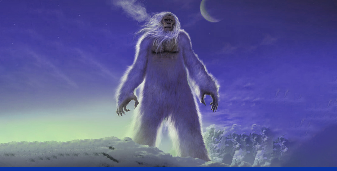 Yeti standing on a mountain