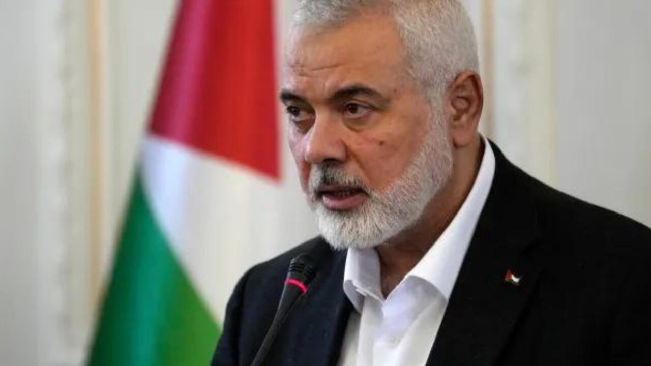 Portrait of Ismail Haniyeh, a key figure of the Palestinian territories.