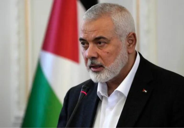 Portrait of Ismail Haniyeh, a key figure of the Palestinian territories.